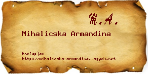 Mihalicska Armandina névjegykártya